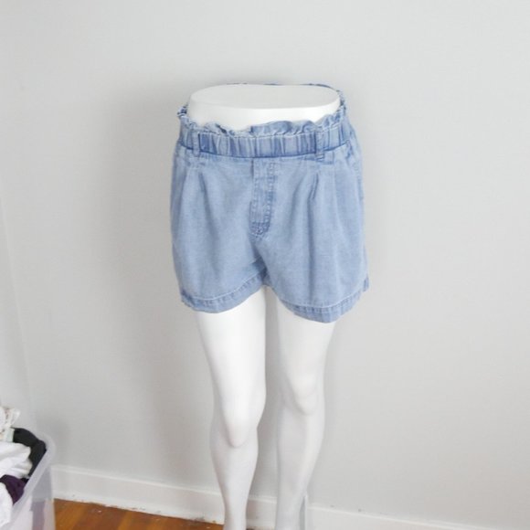 American Eagle Medium Wash Paperbag Waist Denim Jean Shorts Pockets Medium - Picture 5 of 13
